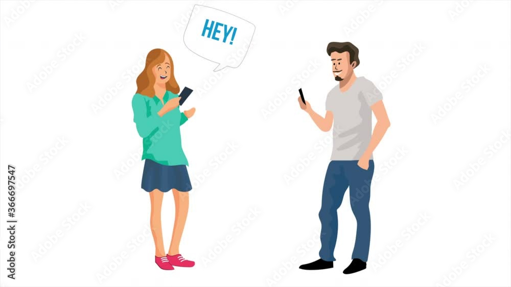 People use digital communications in their lives in 4k cartoon.