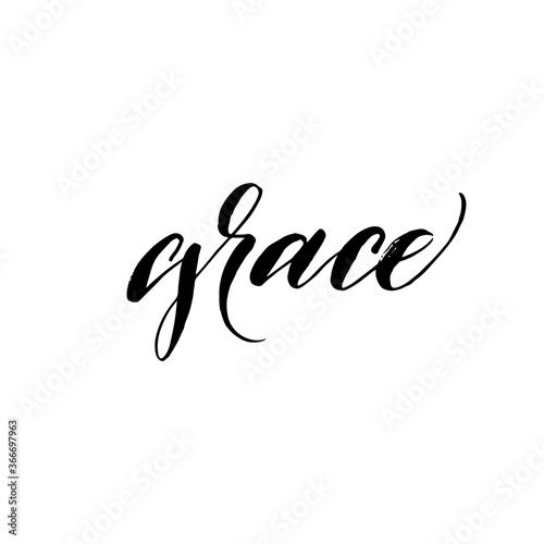 Grace ink brush vector lettering. Modern slogan handwritten vector calligraphy. Black paint lettering isolated on white background. Postcard, greeting card, t shirt decorative print