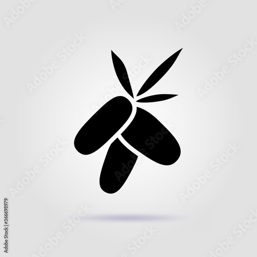 Dogwood black icon isolated on a gray background with soft shadow