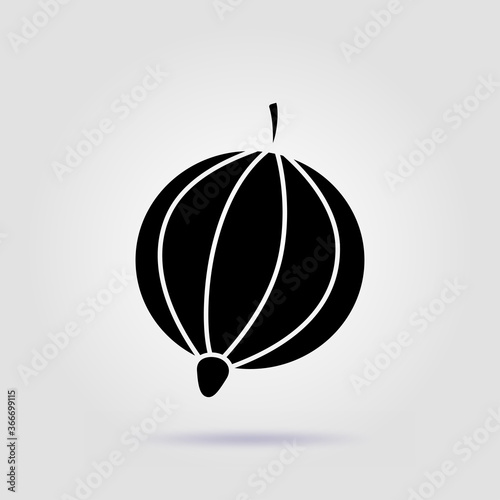 Gooseberry black icon isolated on a gray background with soft shadow