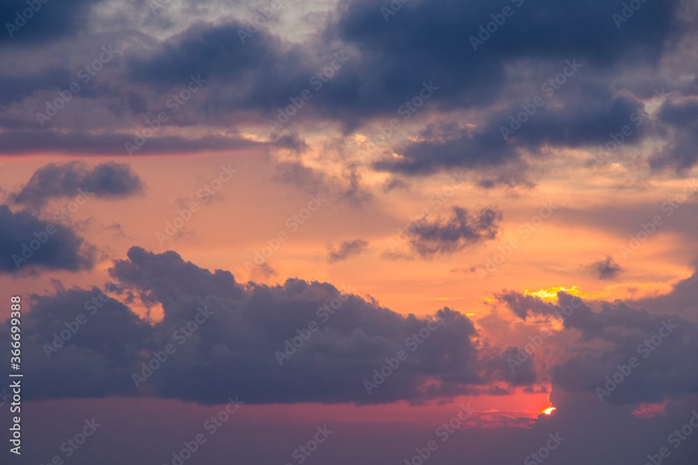 Sunset at the Black sea,Colorful sky and clouds during sunset. Sunset background.