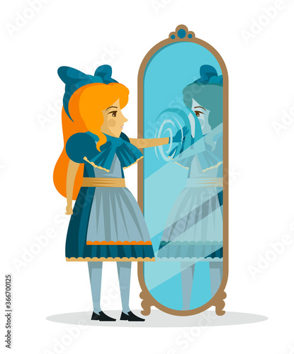 cute fairy tale girl through the mirror