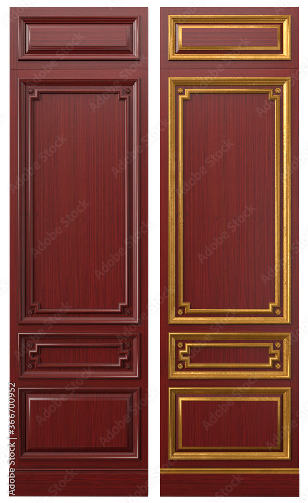 Classic wood panel wood with veneer and gold elements Classic wood panel wood with veneer and gold elements