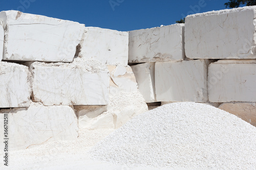 Fototapeta Naklejka Na Ścianę i Meble -  Big white blocks of raw marble from a quarry