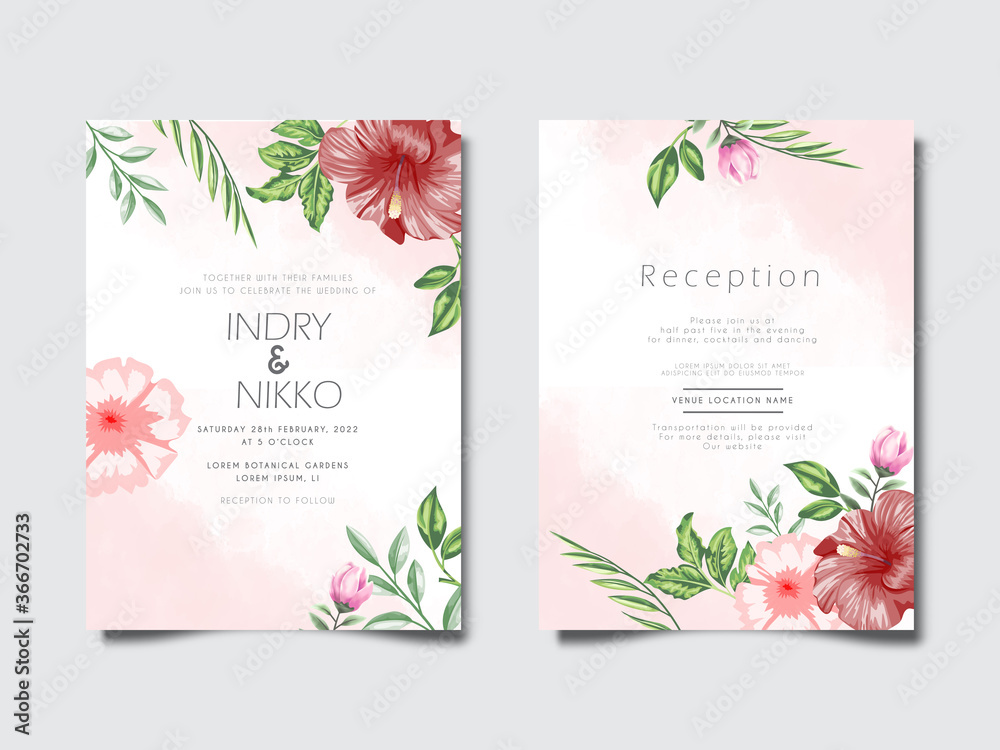 beautiful and elegant wedding invitation cards floral concept