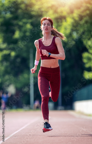 Attractive woman jogging.
