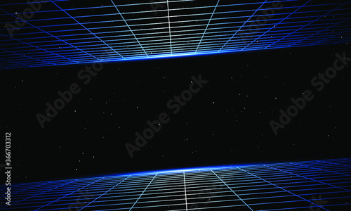 Obraz na płótnie Retro Wave 3D Grid in space w salonie
