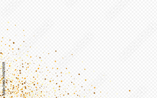 Gold Rain Festive Transparent Background. Vector 