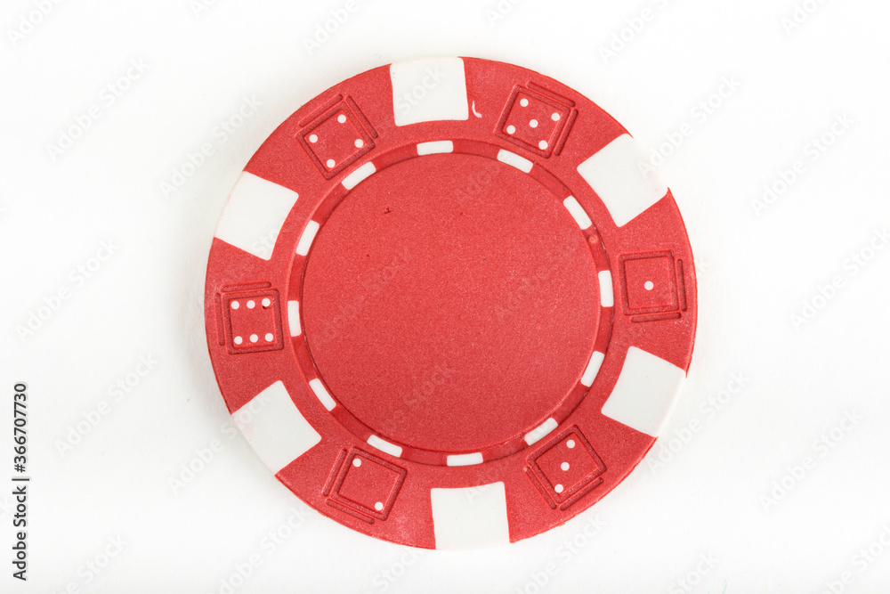 Red playing poker chip isolated on white background. Red playing poker chip isolated on white background.