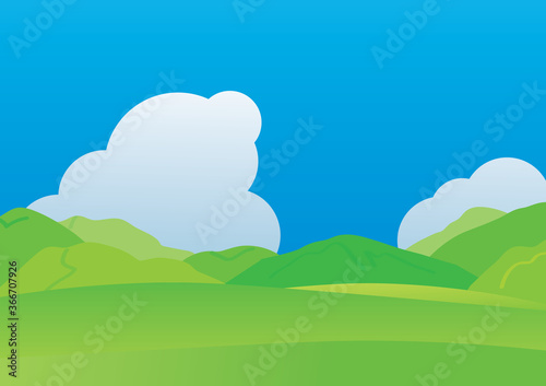 山脈と夏の空背景イラスト