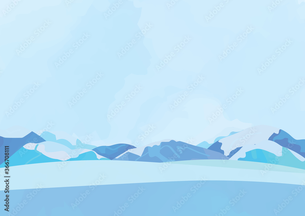 Fototapeta premium 雪山の背景イラスト
