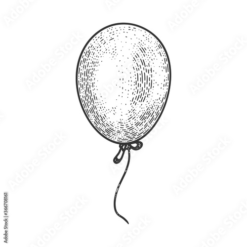 Air balloon sketch engraving vector illustration. T-shirt apparel print design. Scratch board imitation. Black and white hand drawn image.