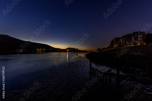 the passage of comet Neowise over the Rhone River in France