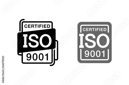 ISO 9001 certified stamp or pictogram for standardizated products marking