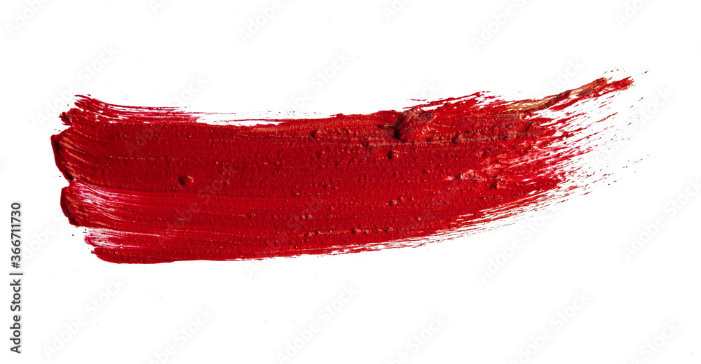Stain swatch of a red matte lipstick on white background Stain swatch of a red matte lipstick on white background