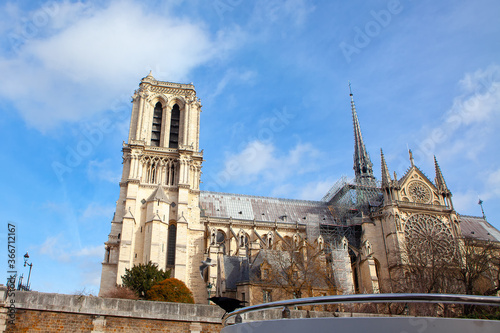 Notre Dame de Paris before fire . Famous cathedral in France