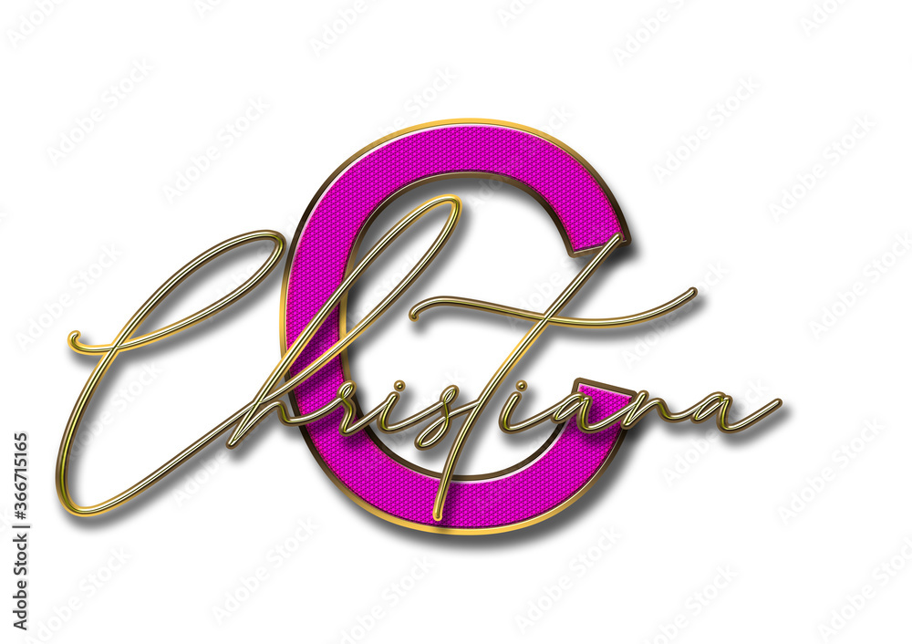 Naklejka premium Buchstabe, C, Handgeschrieben, Kalligrafie, Vorname, Grafik