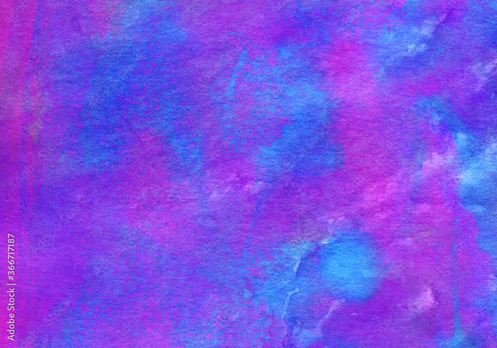 Abstract watercolor blue, purple and pink background