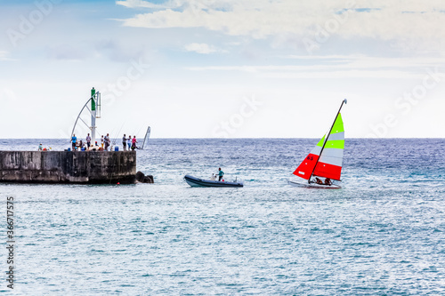 boat on the sea, Saint-Gilles-les-Bains, Reunion Island 