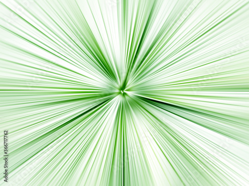 Abstract radial zoom surface of blur green tones on white background. Abstract background with radial  radiating  converging lines.