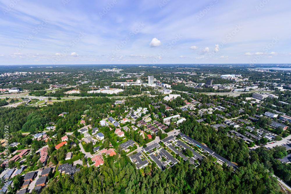 Aerial view of the Niittykumpu district of Espoo, Finland.
