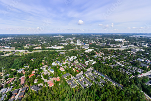 Obraz na płótnie Aerial view of the Niittykumpu district of Espoo, Finland. w salonie