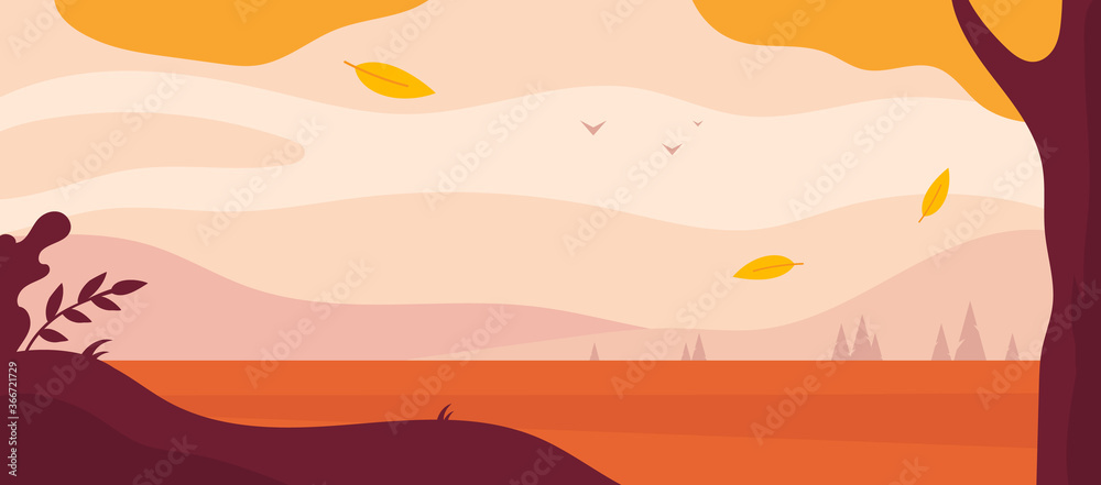 Autumn landscape background. Simple flat minimal wallpaper. Vector Autumn landscape background. Simple flat minimal wallpaper. Vector