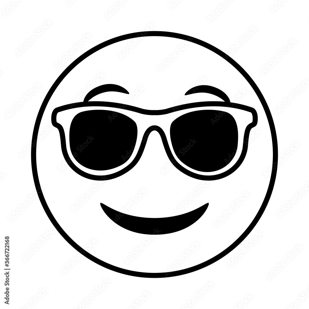 emoji face classic with sunglasses line style icon emoji face classic with sunglasses line style icon