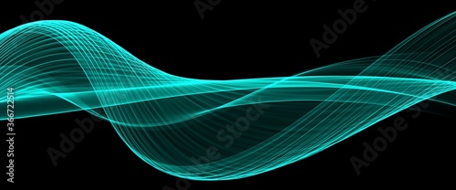 Abstract Green Background, Futuristic Wavy
