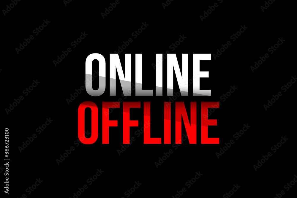 Online vs Offline concept. Words in red and white meaning to stop being offline and get online Online vs Offline concept. Words in red and white meaning to stop being offline and get online