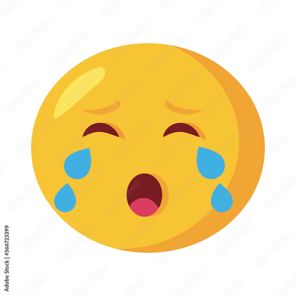 Fototapeta premium crying emoji face classic flat style icon