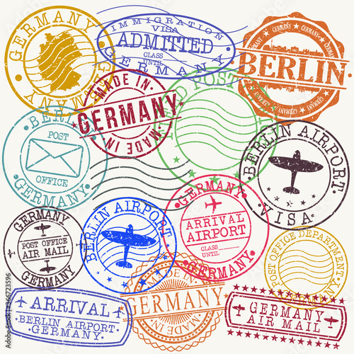 Germany Berlin Stamp Vector Art Symbol Design Badge Set.