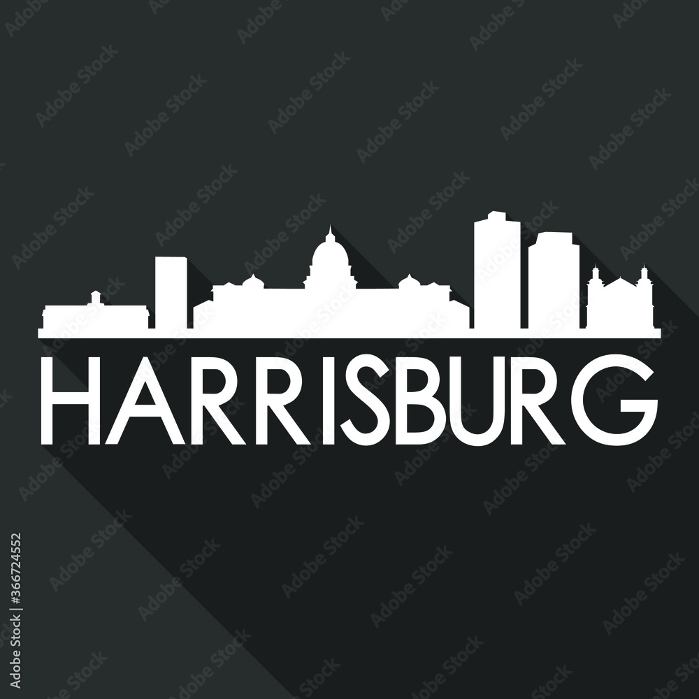 Harrisburg Flat Icon Skyline Silhouette Design City Vector Art Famous Buildings.