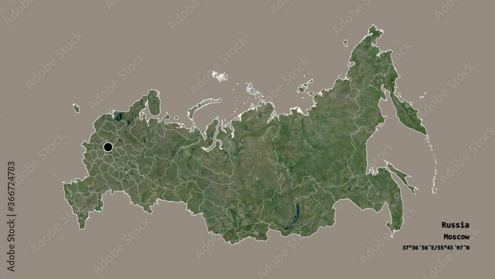 Kursk, region of Russia, with its capital, localized, outlined and zoomed with informative overlays on a satellite map in the Stereographic projection. Animation 3D Kursk, region of Russia, with its capital, localized, outlined and zoomed with informative overlays on a satellite map in the Stereographic projection. Animation 3D