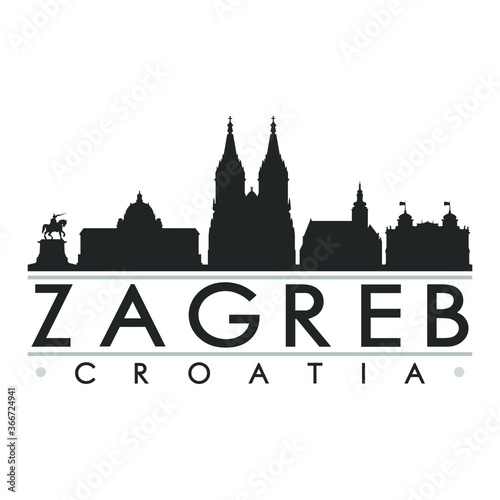 Zagreb Croatia Skyline Silhouette Design City Vector Art Famous Buildings. photo