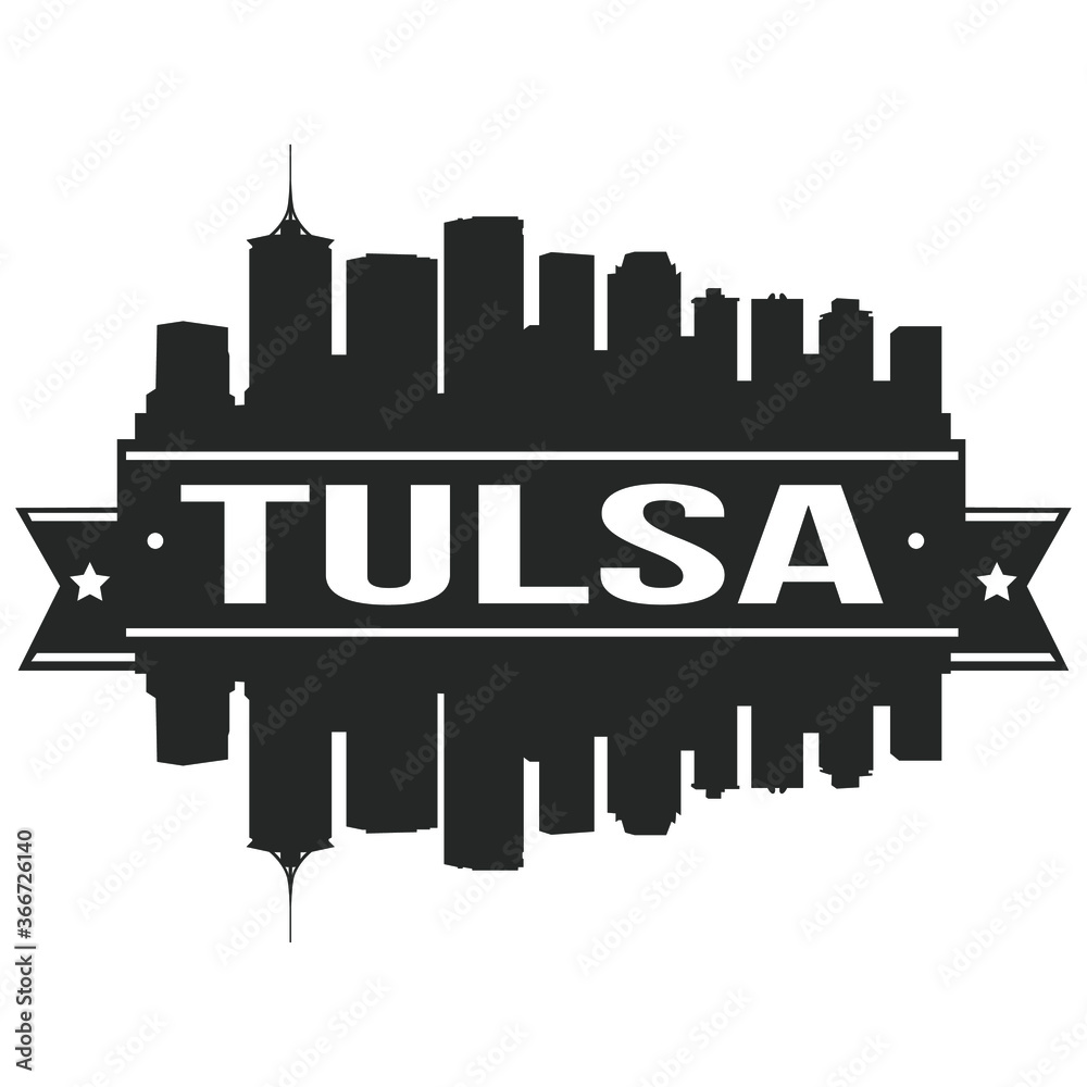 Tulsa Skyline Stamp Silhouette City Vector Design Art Landscape.