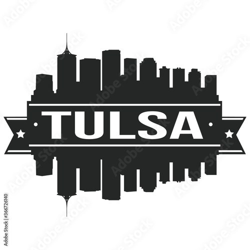 Tulsa Skyline Stamp Silhouette City Vector Design Art Landscape.