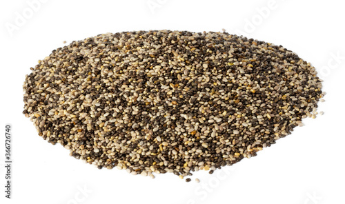 Heap of chia seeds isolated on white