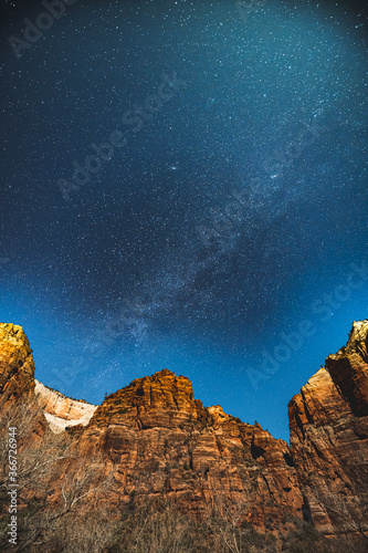 Angel's Landing with Milky Way at Zion National Park.