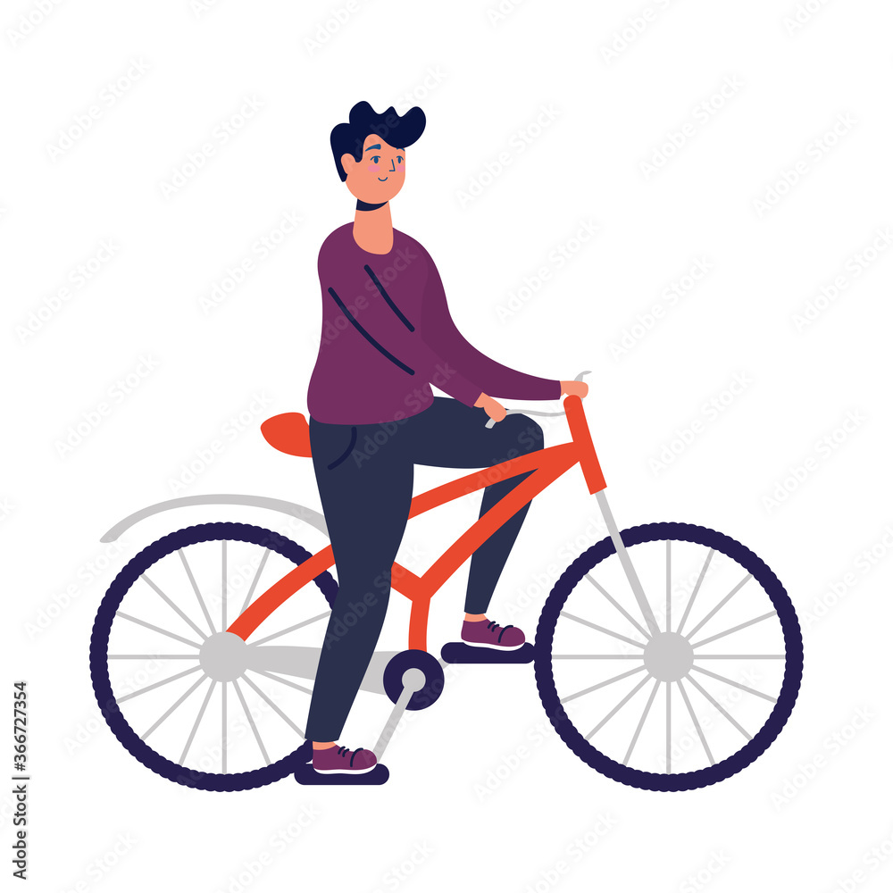young man in bicycle activity young man in bicycle activity