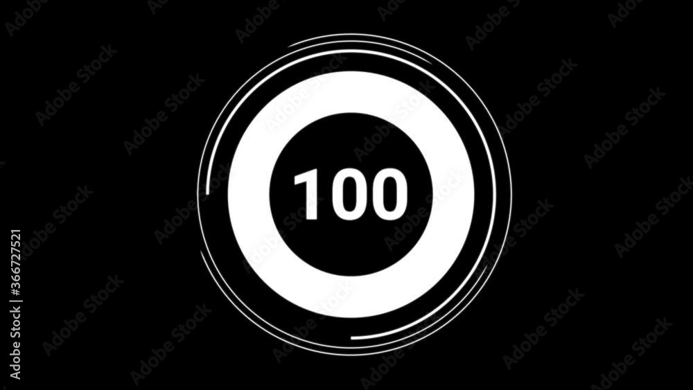 100 hundred percent number circle pie diagram chart animated