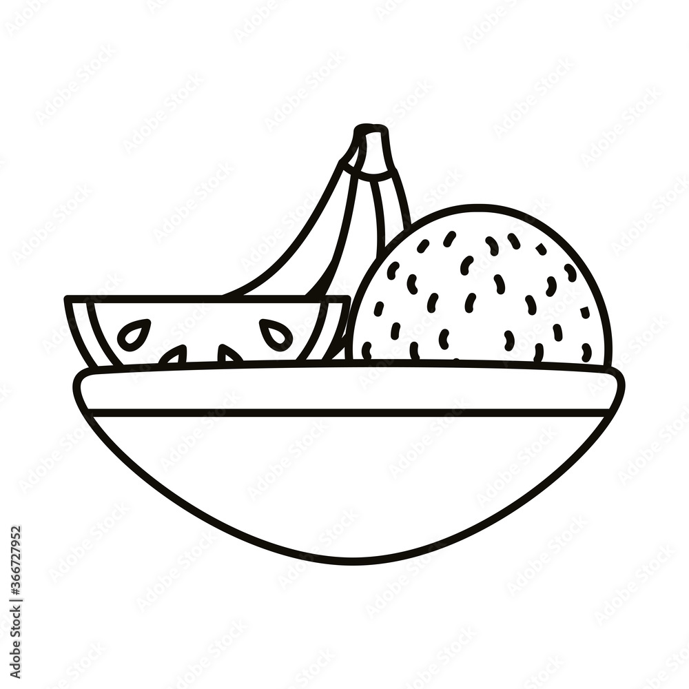 bowl with fruits line style icon bowl with fruits line style icon