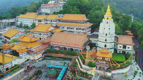 Buddhist temple Kek Lok Si in Penang, Malaysia, Georgetown(aerial photography) photo