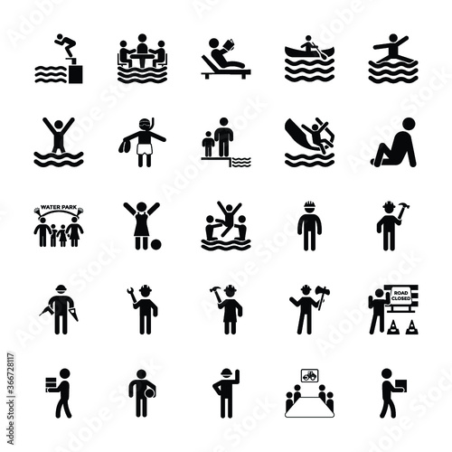 Set Of Beach and Basketball Pictograms 