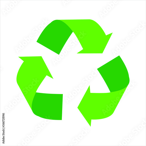 Green recycle symbol isolated on white background.
