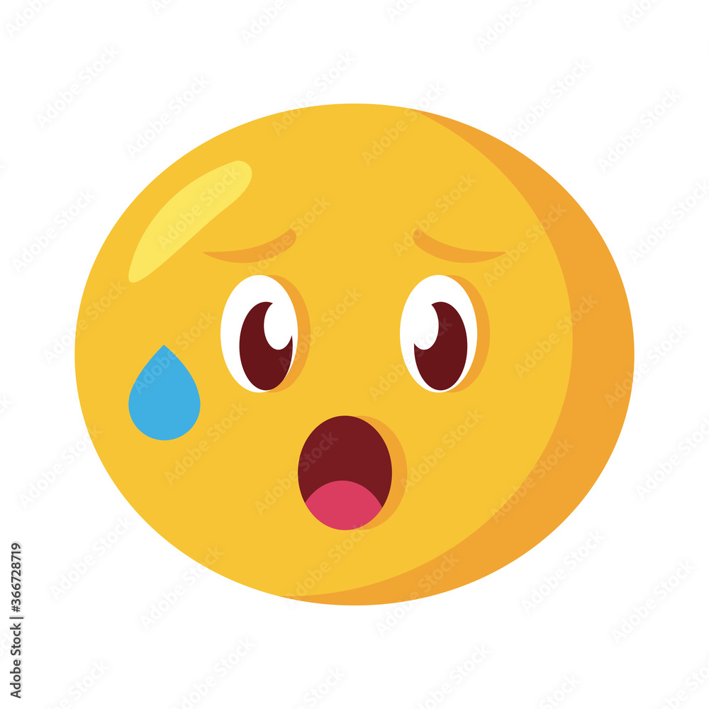 Fototapeta premium terrified emoji face classic flat style icon