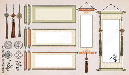 Chinese Hanging Scrolls / Oriental Vintage asian scrolls /Asian lanterns / Traditional patterns.