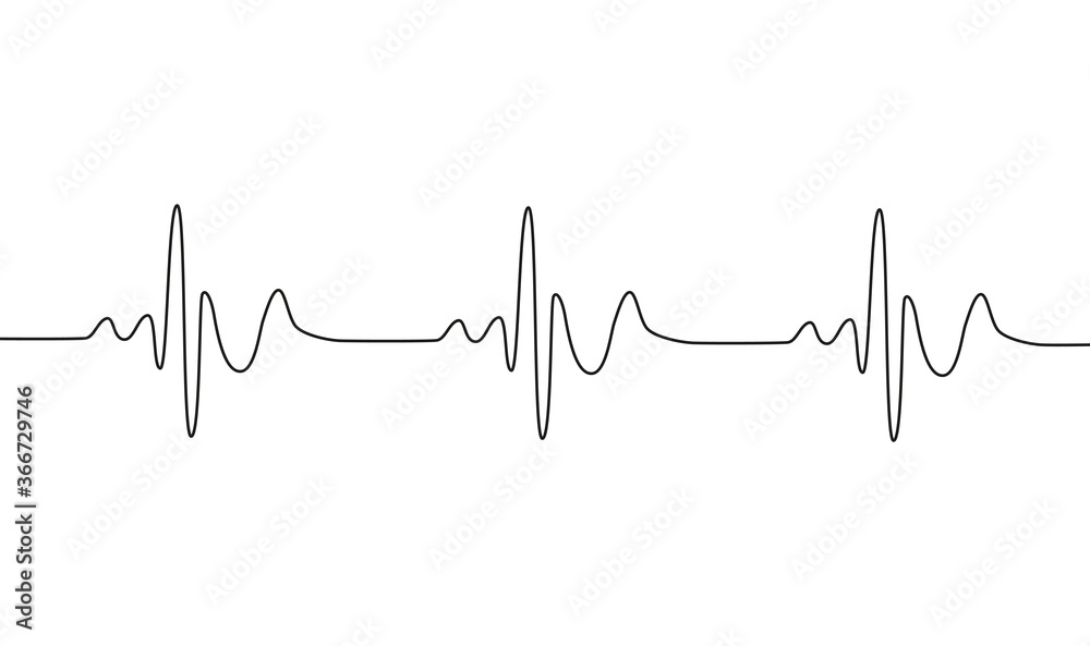 Heart cardiogram continuous one line drawing minimalism design isolated on white