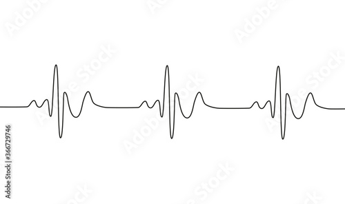 Heart cardiogram continuous one line drawing minimalism design isolated on white photo