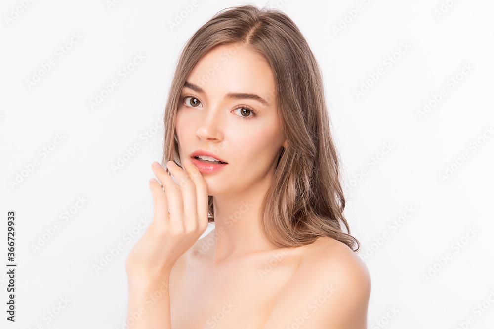 Beautiful Young asian Woman with Clean Fresh Skin, on white background, Face care, Facial treatment, Cosmetology, beauty and spa, Asian women portrait Beautiful Young asian Woman with Clean Fresh Skin, on white background, Face care, Facial treatment, Cosmetology, beauty and spa, Asian women portrait